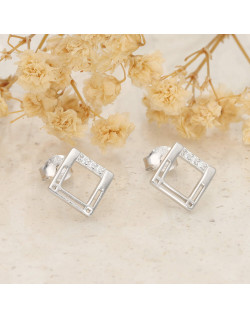 Boucles d'oreilles Carré LINHA en Argent 925/1000 avec Oxydes  - AE-B6OZ0565