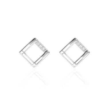 Boucles d'oreilles Carré LINHA en Argent 925/1000 avec Oxydes- AE-B6OZ0565