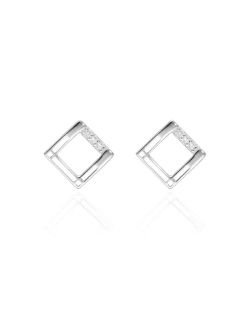 Boucles d'oreilles Carré LINHA en Argent 925/1000 avec Oxydes- AE-B6OZ0565