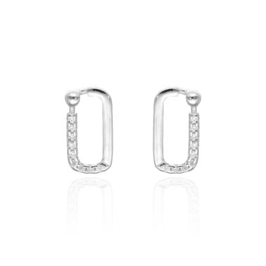 Boucles d'oreilles Rectangle LINHA en Argent 925/1000 avec Oxydes - AE-B6OZ0564