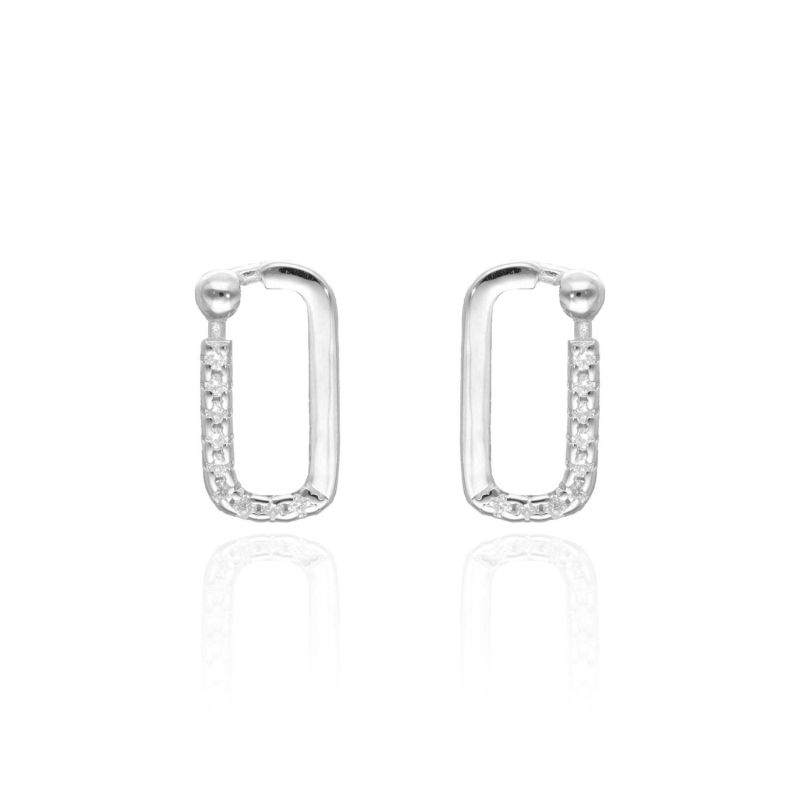 Boucles d'oreilles Rectangle LINHA en Argent 925/1000 avec Oxydes - AE-B6OZ0564