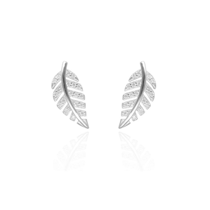 Boucles d'oreilles Feuille AÉLYS en Argent 925/1000 avec Oxydes - AE-B6OZ0558