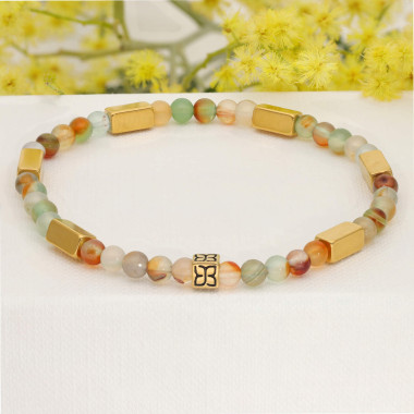 Bracelet CAIRN en Acier avec Agate Paon - AE-BR7AG0028