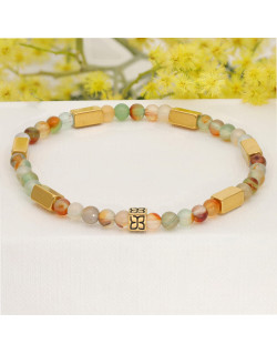 Bracelet CAIRN en Acier avec Agate Paon - AE-BR7AG0028