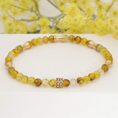 Bracelet CAIRN en Acier avec Agate Jaune - AE-BR7AG0033