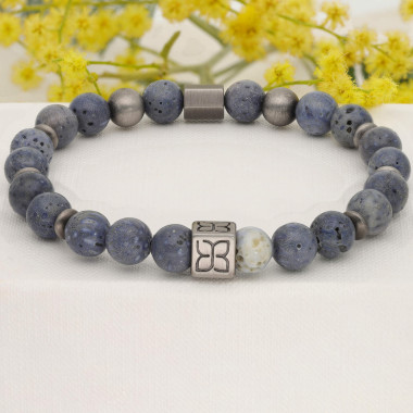 Bracelet CAIRN en Acier avec Corail Bleu - AE-BR7CL0005