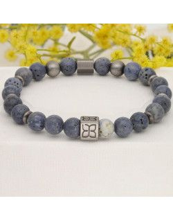Bracelet CAIRN en Acier avec Corail Bleu - AE-BR7CL0005