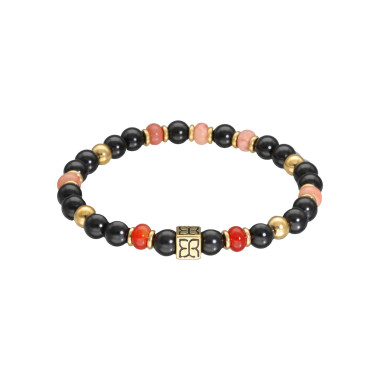 Bracelet CAIRN en Acier avec Agate Noire, Agate Rouge, Aventurine Rose - AE-BR7AG0037