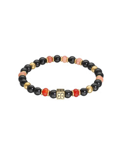 Bracelet CAIRN en Acier avec Agate Noire, Agate Rouge, Aventurine Rose - AE-BR7AG0037