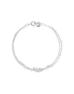 Bracelet Double Motif Feuilles AÉLYS en Argent 925/1000 avec Oxydes - AE-BR6OZ0245