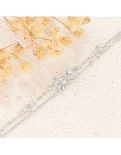 Bracelet Double Motif Feuilles AÉLYS en Argent 925/1000 avec Oxydes - AE-BR6OZ0245