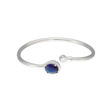 Bracelet Jonc AÉLYS en Argent 925/1000 avec Oxydes Bleu et Blancs - AE-BR6OZ0247