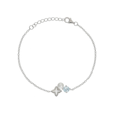 Bracelet Étoile AÉLYS en Argent 925/1000 avec Perle, Nacre et Oxyde Bleu - AE-BR6NA0002