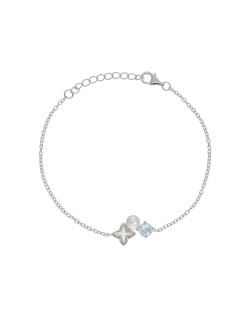 Bracelet Étoile AÉLYS en Argent 925/1000 avec Perle, Nacre et Oxyde Bleu - AE-BR6NA0002