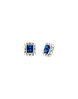 Boucles d'oreilles AÉLYS en Argent 925/1000 avec Oxyde Bleu et Perles Synthétiques - AE-B6OZ0570