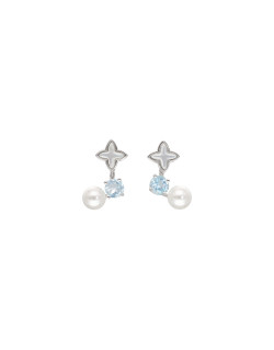 Boucles d'oreilles Étoile AÉLYS en Argent 925/1000 avec Nacre, Perle et Oxyde Bleu - AE-B6OZ0572