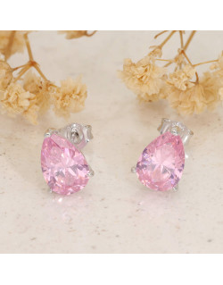 Boucles d'oreilles Poire AÉLYS en Argent 925/1000 avec Oxydes Rose - AE-B6OZ0574