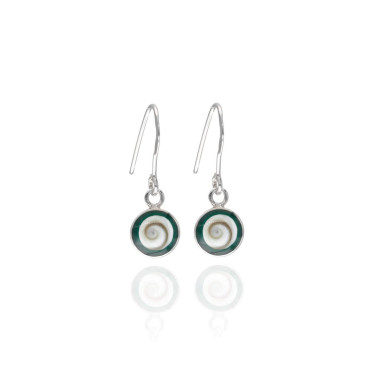 Boucles d'oreilles AÉLYS en Argent 925/1000 avec Œil de Sainte Lucie 0,8 cm Contour Vert - AE-B6OL0018