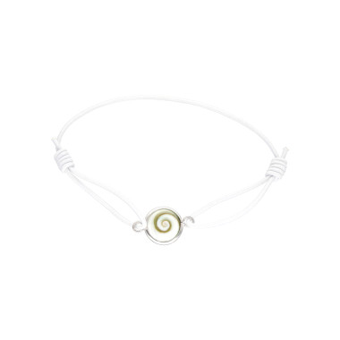 Bracelet AÉLYS en Argent 925/1000 avec Œil de Sainte Lucie sur Cordon Blanc 10 mm - AE-BR6OL0019