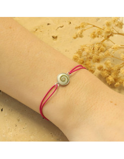 Bracelet AÉLYS en Argent 925/1000 avec Œil de Sainte Lucie sur Cordon Rose Fushia 10 mm - AE-BR6OL0021
