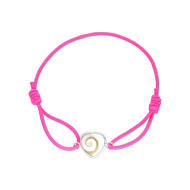 Bracelet Cœur AÉLYS en Argent 925/1000 avec Œil de Sainte Lucie sur Cordon Rose 10 mm - AE-BR6OL0024