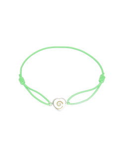 Bracelet Cœur AÉLYS en Argent 925/1000 avec Œil de Sainte Lucie sur Cordon Vert 10 mm - AE-BR6OL0025