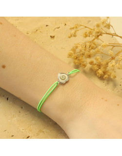 Bracelet Cœur AÉLYS en Argent 925/1000 avec Œil de Sainte Lucie sur Cordon Vert 10 mm - AE-BR6OL0025