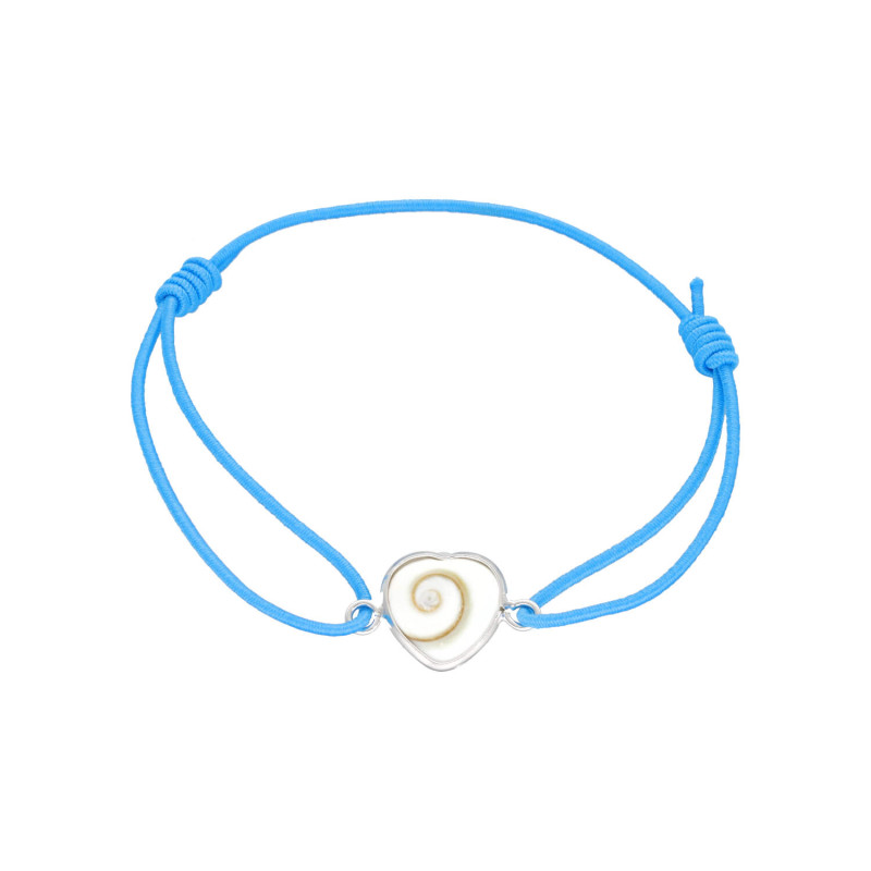 Bracelet Cœur AÉLYS en Argent 925/1000 avec Œil de Sainte Lucie sur Cordon Bleu 10 mm - AE-BR6OL0026