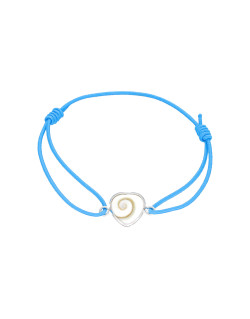 Bracelet Cœur AÉLYS en Argent 925/1000 avec Œil de Sainte Lucie sur Cordon Bleu 10 mm - AE-BR6OL0026