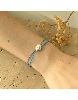 Bracelet Cœur AÉLYS en Argent 925/1000 avec Œil de Sainte Lucie sur Cordon Bleu 10 mm - AE-BR6OL0026