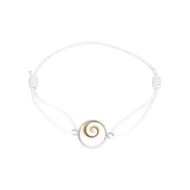 Bracelet AÉLYS en Argent 925/1000 avec Œil de Sainte Lucie sur Cordon Blanc 13 mm - AE-BR6OL0027