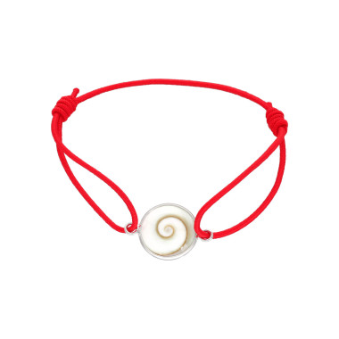 Bracelet AÉLYS en Argent 925/1000 avec Œil de Sainte Lucie sur Cordon Rouge 13 mm - AE-BR6OL0029