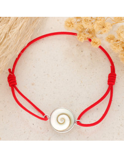 Bracelet AÉLYS en Argent 925/1000 avec Œil de Sainte Lucie sur Cordon Rouge 13 mm - AE-BR6OL0029