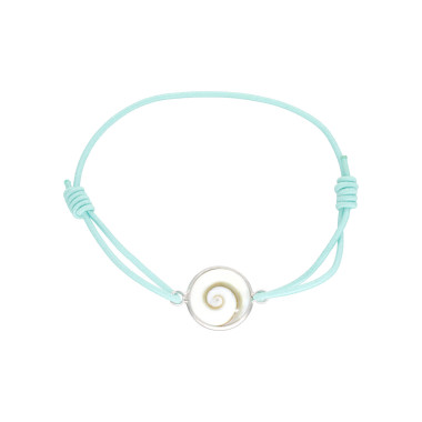 Bracelet AÉLYS en Argent 925/1000 avec Œil de Sainte Lucie sur Cordon Bleu Clair 13 mm - AE-BR6OL0030