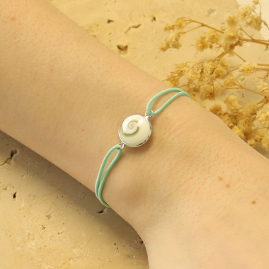 Bracelet AÉLYS en Argent 925/1000 avec Œil de Sainte Lucie sur Cordon Bleu Clair 13 mm - AE-BR6OL0030