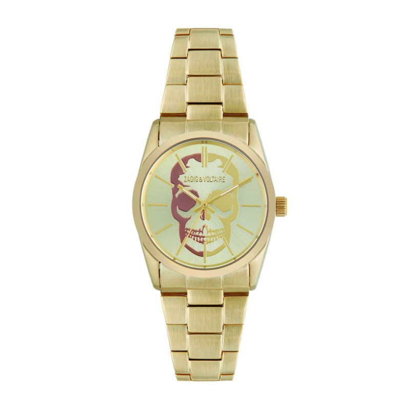Montre ZADIG & VOLTAIRE en Acier Doré avec Cadran Motif Tête de Mort - ZVT002