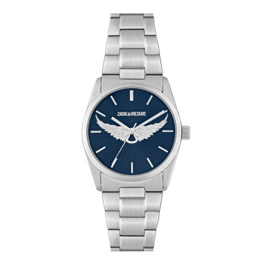 Montre ZADIG & VOLTAIRE en Acier avec Cadran Bleu Motif Ailes - ZVT1303