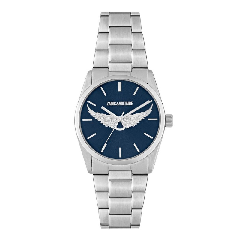 Montre ZADIG & VOLTAIRE en Acier avec Cadran Bleu Motif Ailes - ZVT1303