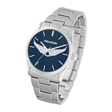 Montre ZADIG & VOLTAIRE en Acier avec Cadran Bleu Motif Ailes - ZVT1303