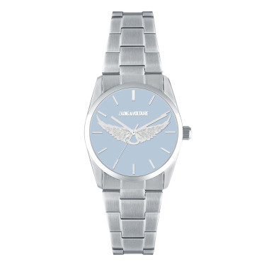 Montre ZADIG & VOLTAIRE en Acier avec Cadran Bleu Motif Ailes - ZVW1112