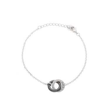 Bracelet Cercles Entrelacés CERANITY en Argent 925/1000 et Céramique Noire avec Oxydes - AE-BR6OZ0256