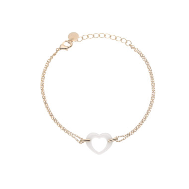 Bracelet Cœur CERANITY en Plaqué Or et Céramique Blanche - AE-BR50008