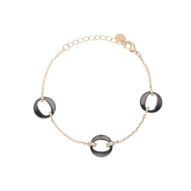 Bracelet Cercles CERANITY en Plaqué Or et Céramique Noire avec Oxydes - AE-BR5OZ0024