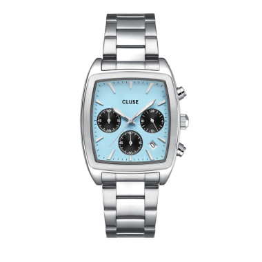 Montre QUARTAUT CHRONO - CLUSE Homme Cadran Bleu Clair Bracelet Acier - CW52005