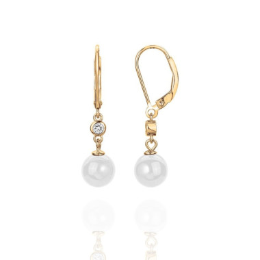 Boucles d'oreilles CERANITY en Plaqué Or et Céramique Blanche avec Oxydes - AE-B5OZ0015
