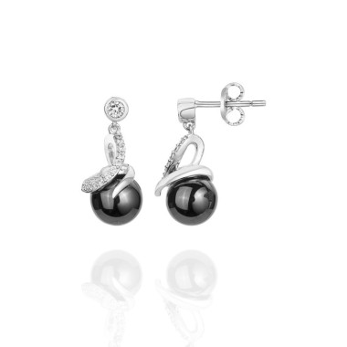 Boucles d'oreilles CERANITY en Argent 925/1000 et Céramique Noire avec Oxydes  - AE-B6OZ0602