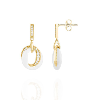 Boucles d'oreilles CERANITY en Plaqué Or et Céramique Blanche avec Oxyde  - AE-B5OZ0017