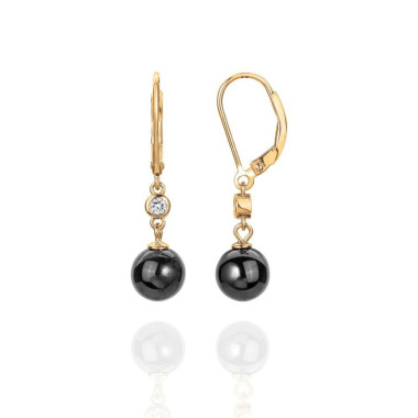 Boucles d'oreilles CERANITY en Plaqué Or et Céramique Noire avec Oxydes  - AE-B5OZ0021