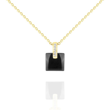 Collier CERANITY en Plaqué Or et Céramique Noire avec Oxydes - AE-C5OZ0032