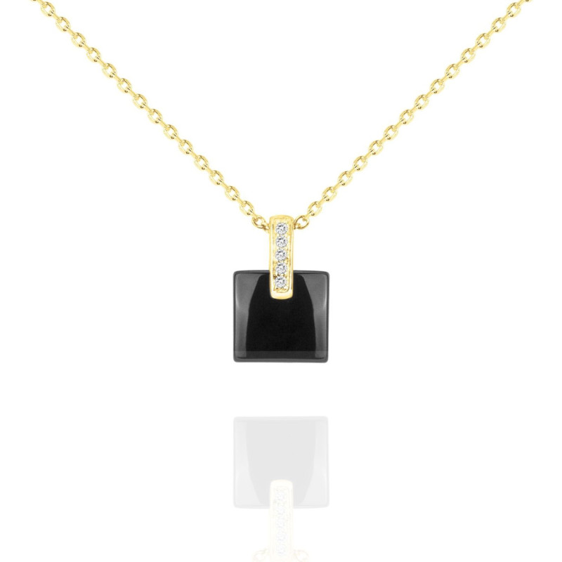 Collier CERANITY en Plaqué Or et Céramique Noire avec Oxydes - AE-C5OZ0032